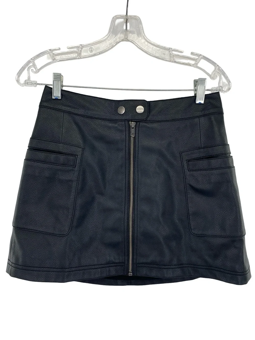 Free People Faux Leather A-Line Mini Skirt Black Size 0